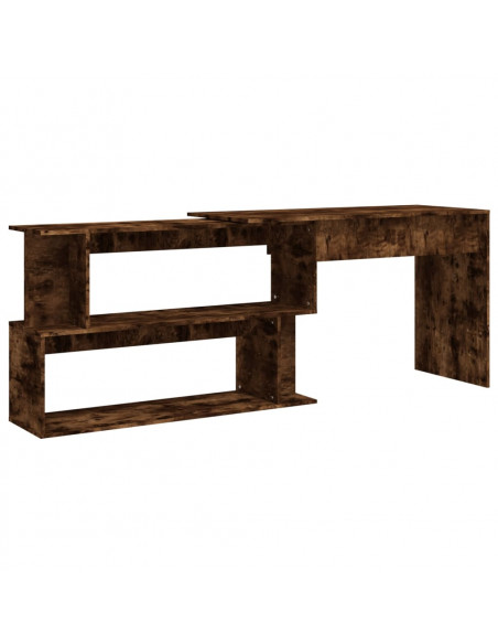 Scrivania Angolare Rovere Fumo 200x50x76cm in Legno Multistrato