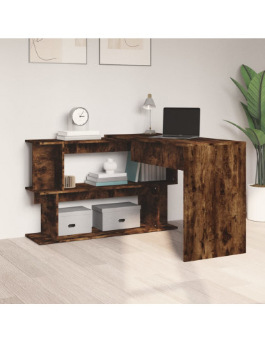 Scrivania Angolare Rovere Fumo 200x50x76cm in Legno Multistrato