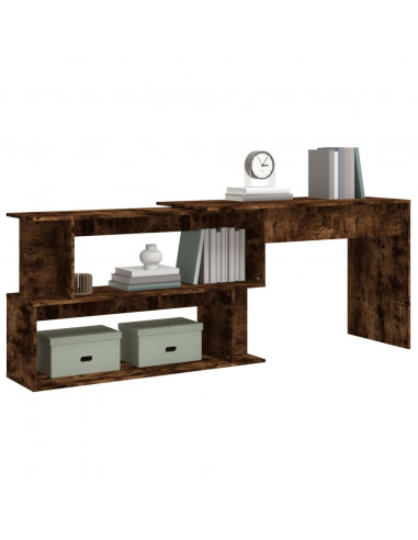 Scrivania Angolare Rovere Fumo 200x50x76cm in Legno Multistrato