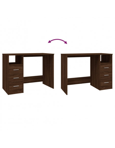 Scrivania Cassetti Rovere Marrone 102x50x76cm Legno Multistrato