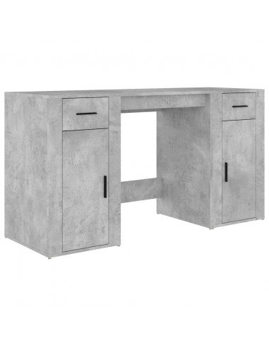 Scrivania con Armadietto Grigio Cemento in Legno Multistrato