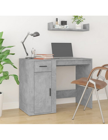 Scrivania con Armadietto Grigio Cemento in Legno Multistrato