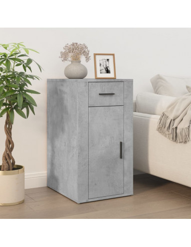 Scrivania con Armadietto Grigio Cemento in Legno Multistrato