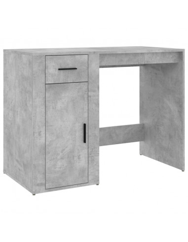 Scrivania con Armadietto Grigio Cemento in Legno Multistrato