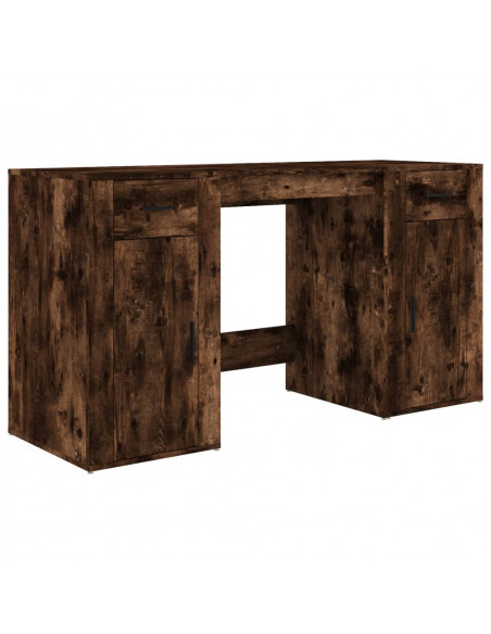 Scrivania con Armadietto Rovere Fumo in Legno Multistrato