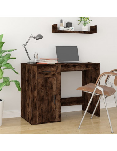 Scrivania con Armadietto Rovere Fumo in Legno Multistrato