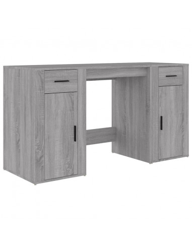 Scrivania con Armadietto Grigio Sonoma in Legno Multistrato