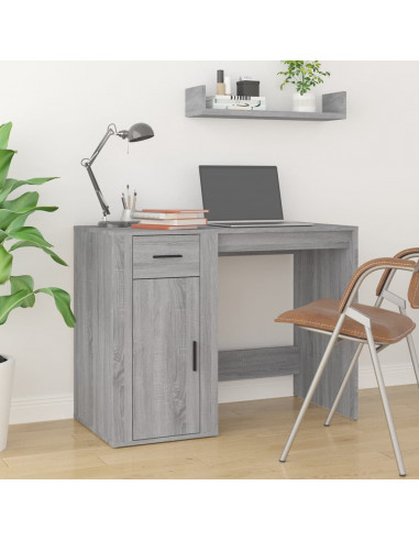 Scrivania con Armadietto Grigio Sonoma in Legno Multistrato