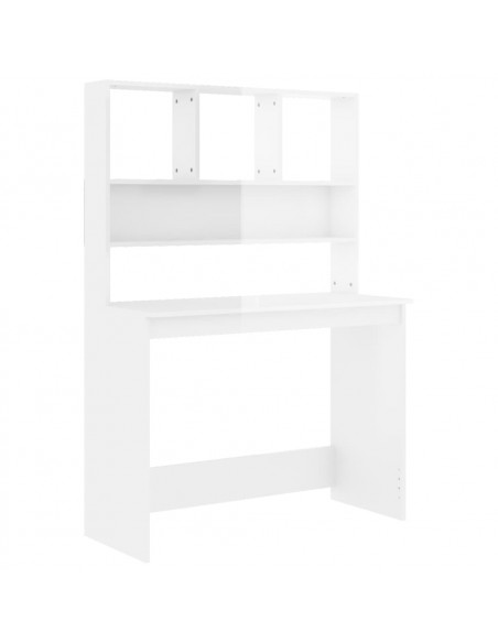 Scrivania Mensole Bianco Lucido 102x45x148 cm Legno Multistrato
