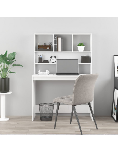 Scrivania Mensole Bianco Lucido 102x45x148 cm Legno Multistrato