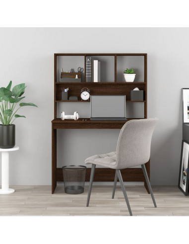 Scrivania Mensole Rovere Marrone 102x45x148cm Legno Multistrato