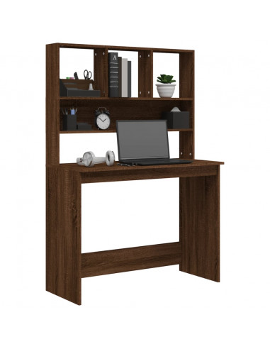 Scrivania Mensole Rovere Marrone 102x45x148cm Legno Multistrato