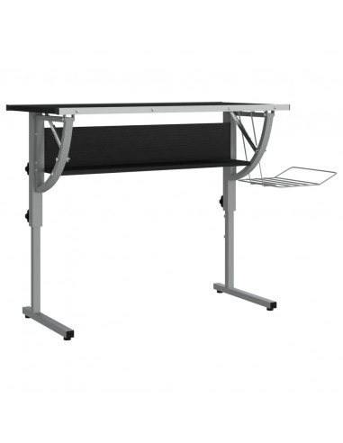 Scrivania Nera e Grigia 110x53x(58-87) cm Multistrato e Acciaio