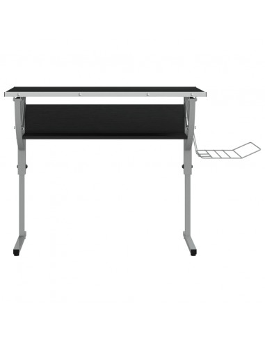 Scrivania Nera e Grigia 110x53x(58-87) cm Multistrato e Acciaio