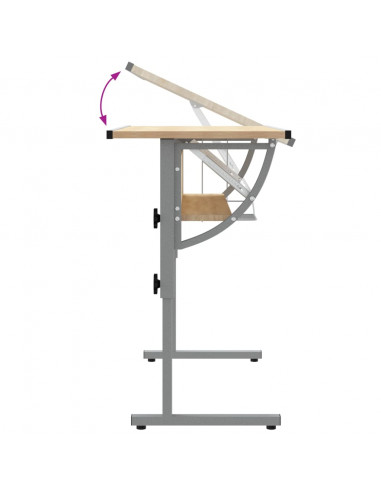 Scrivania Sonoma e Grigio 110x53x(58-87) cm Multistrato Acciaio