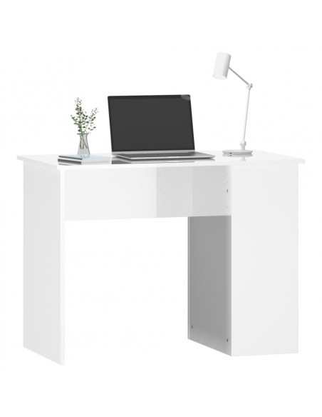 Scrivania Bianco Lucido 100x55x75 cm in Legno Multistrato