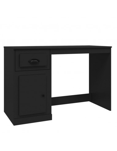 Scrivania con Cassetto Nera 115x50x75 cm in Legno Multistrato