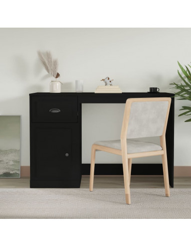 Scrivania con Cassetto Nera 115x50x75 cm in Legno Multistrato