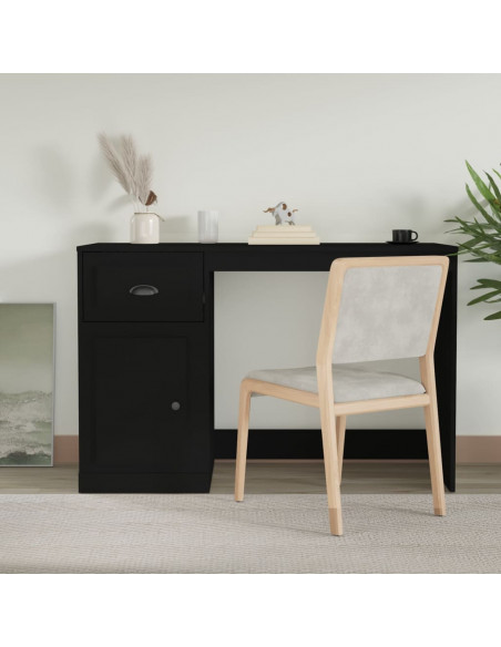 Scrivania con Cassetto Nera 115x50x75 cm in Legno Multistrato