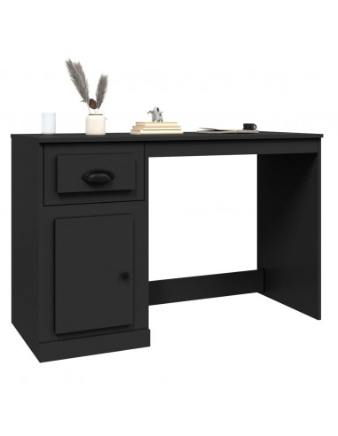 Scrivania con Cassetto Nera 115x50x75 cm in Legno Multistrato