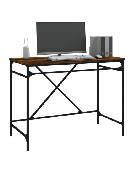 Scrivania Rovere Fumo 100x50x75 cm in Legno Multistrato e Ferro