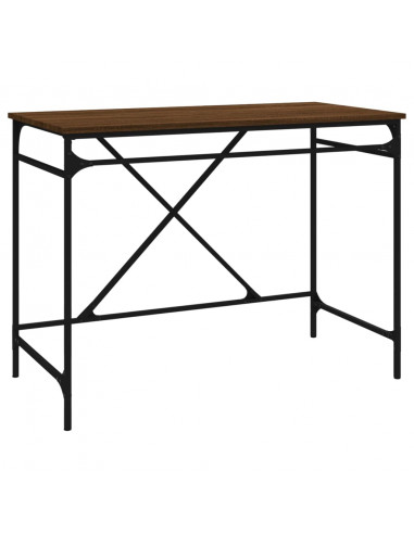 Scrivania Rovere Marrone 100x50x75 cm Legno Multistrato e Ferro