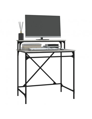 Scrivania Grigio Sonoma 80x50x90 cm Legno Multistrato e Ferro