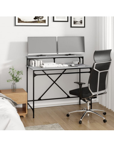Scrivania Grigio Sonoma 100x50x90 cm Legno Multistrato e Ferro