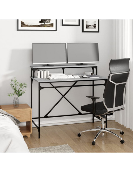 Scrivania Grigio Sonoma 100x50x90 cm Legno Multistrato e Ferro