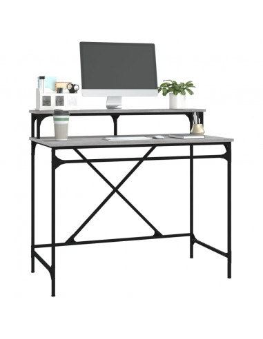 Scrivania Grigio Sonoma 100x50x90 cm Legno Multistrato e Ferro