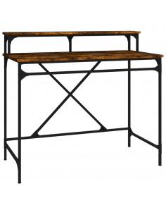 Scrivania Rovere Fumo 100x50x90 cm in Legno Multistrato e Ferro 2