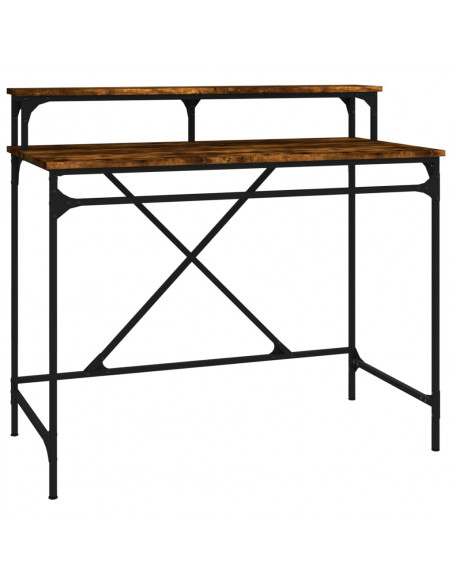 Scrivania Rovere Fumo 100x50x90 cm in Legno Multistrato e Ferro