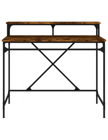 Scrivania Rovere Fumo 100x50x90 cm in Legno Multistrato e Ferro