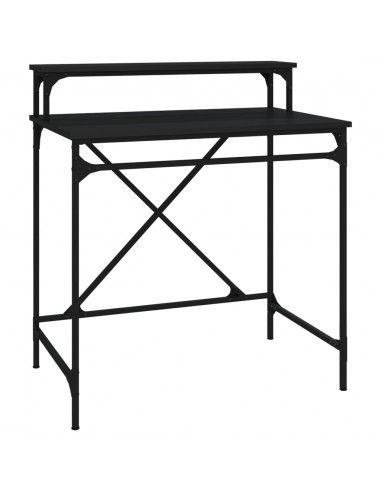 Scrivania Nera 80x50x90 cm in Legno Multistrato e Ferro