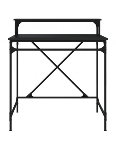 Scrivania Nera 80x50x90 cm in Legno Multistrato e Ferro