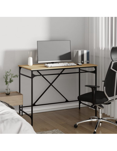 Scrivania Rovere Sonoma 100x50x75 cm Legno Multistrato e Ferro