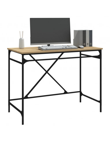 Scrivania Rovere Sonoma 100x50x75 cm Legno Multistrato e Ferro