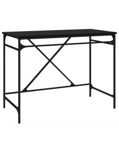 Scrivania Nera 100x50x75 cm in Legno Multistrato e Ferro 2