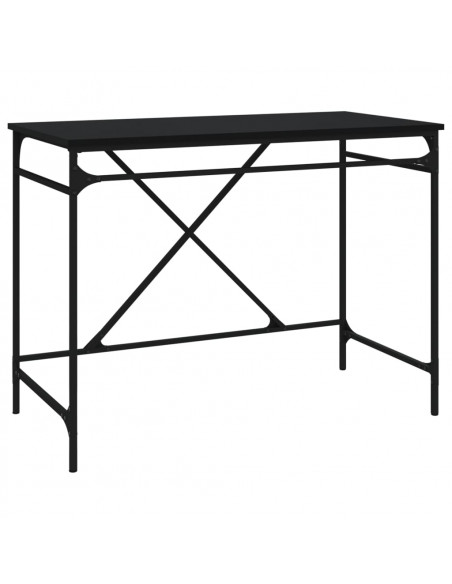 Scrivania Nera 100x50x75 cm in Legno Multistrato e Ferro