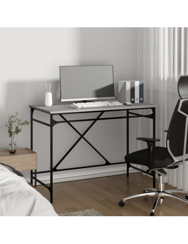 Scrivania Grigio Sonoma 100x50x75 cm Legno Multistrato e Ferro