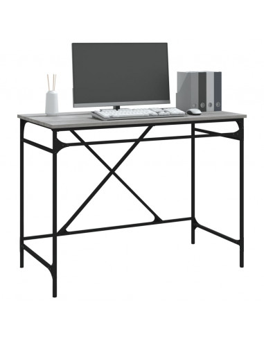 Scrivania Grigio Sonoma 100x50x75 cm Legno Multistrato e Ferro