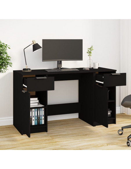 Scrivania con Mobile Laterale Nero in Legno Multistrato