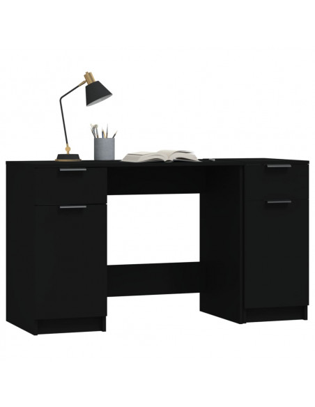 Scrivania con Mobile Laterale Nero in Legno Multistrato