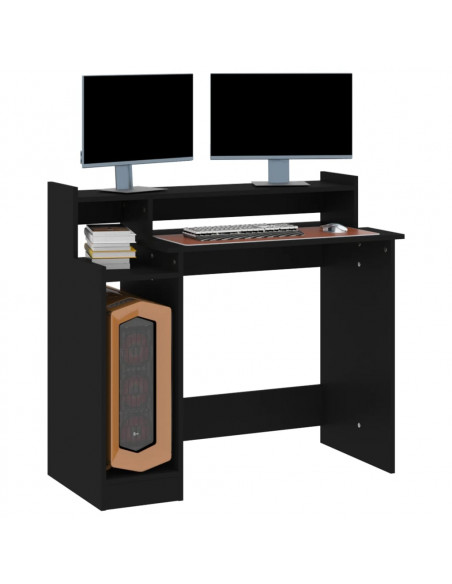 Scrivania con Luci LED Nera 97x45x90 cm in Legno Multistrato
