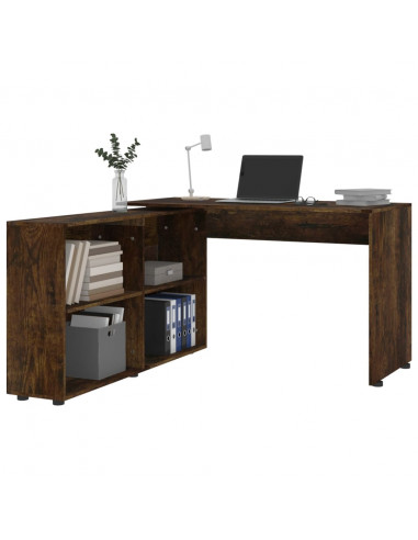 Scrivania ad Angolo Rovere Fumo in Legno Multistrato