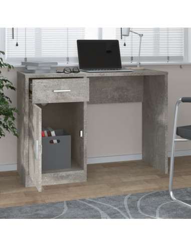 Scrivania Cassetto Grigio cemento 100x40x73cm Legno Multistrato