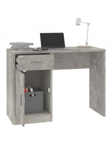 Scrivania Cassetto Grigio cemento 100x40x73cm Legno Multistrato