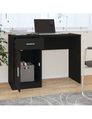 Scrivania Cassetto Nero 100x40x73cm Legno Multistrato