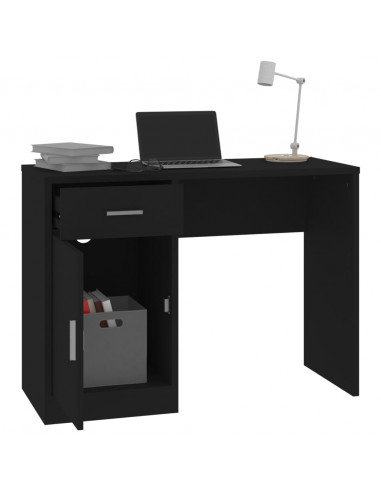 Scrivania Cassetto Nero 100x40x73cm Legno Multistrato