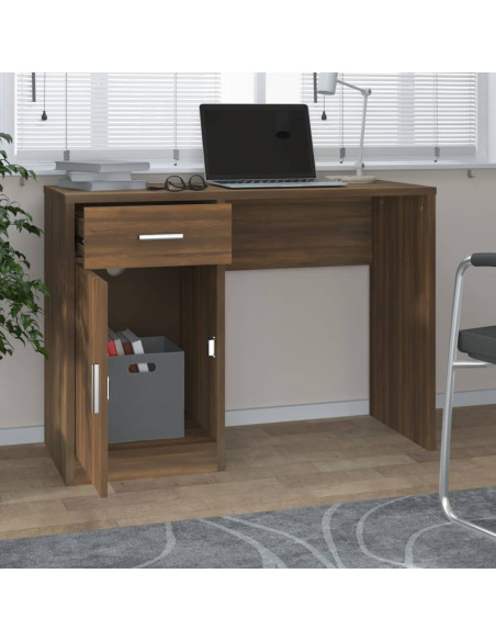 Scrivania Cassetto rovere marrone 100x40x73cm Legno Multistrato